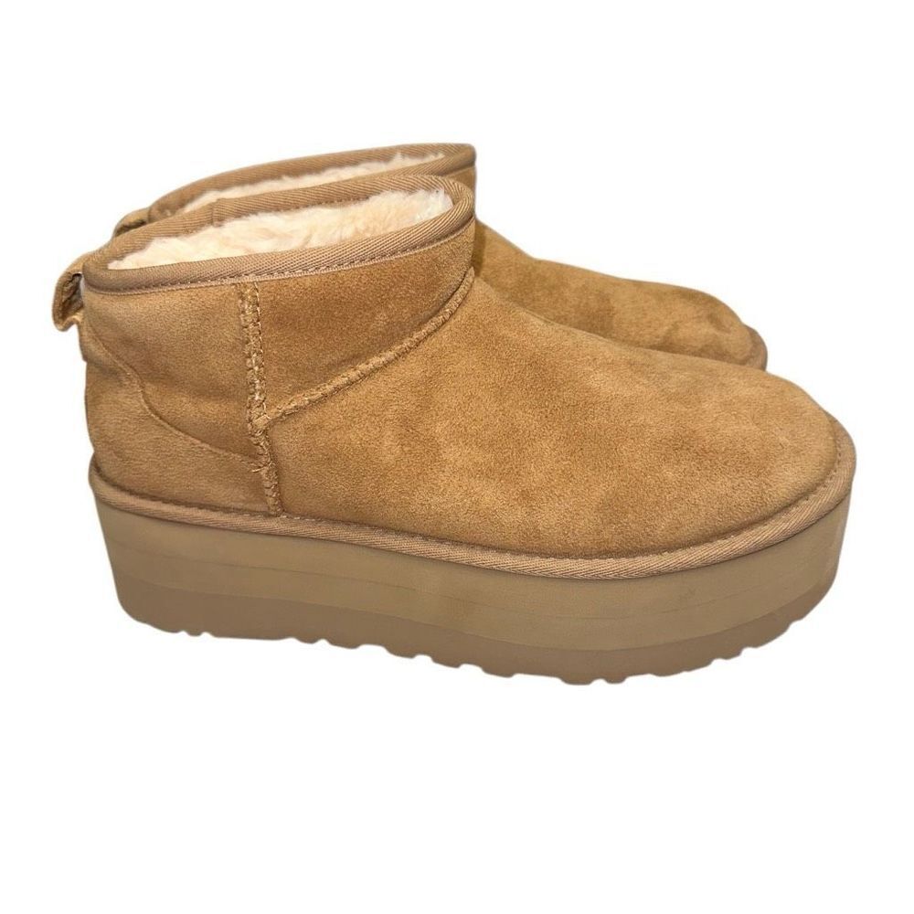 Size 9 UGG Chestnut Classic Ultra Mini Platform Boots - Picture 2 of 6